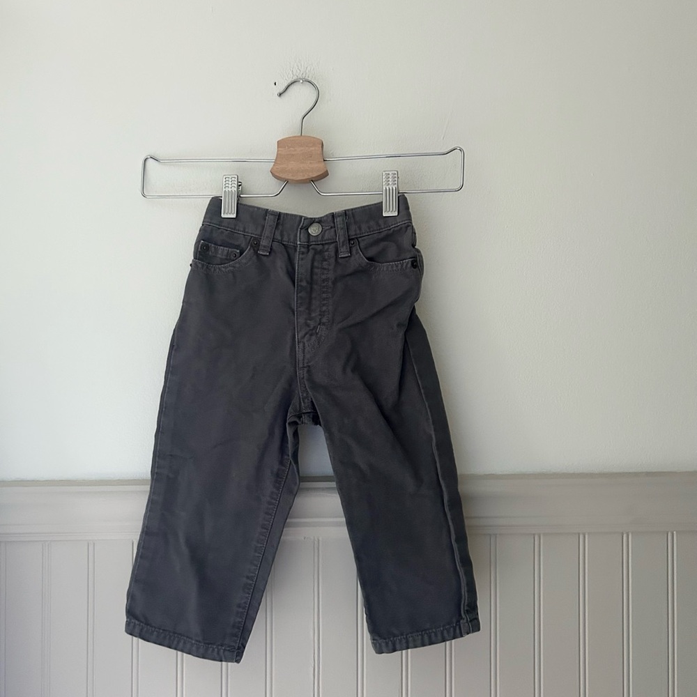 Vintage Miki House Boys Size 90 Charcoal Bear Embroidered Japanese Casual Pants